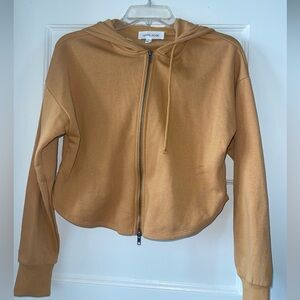 Yellow cropped hoodie zip up